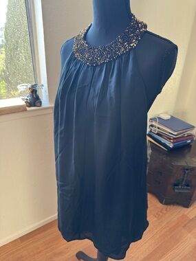 Rachel Zoe,Embellished Navy Sleeveless Tunic,silk ,size 12,new with tag